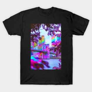 Brooklyn Bridge Vaporwave Art T-Shirt